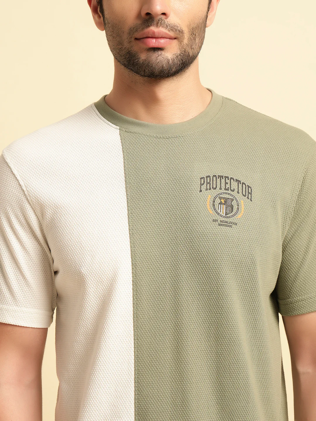 T-Shirt for Men | Breathable & Soft with Color Fastness Regular Fit Round Neck Poly Cotton Fabric Colour Block Pattern - Image 6