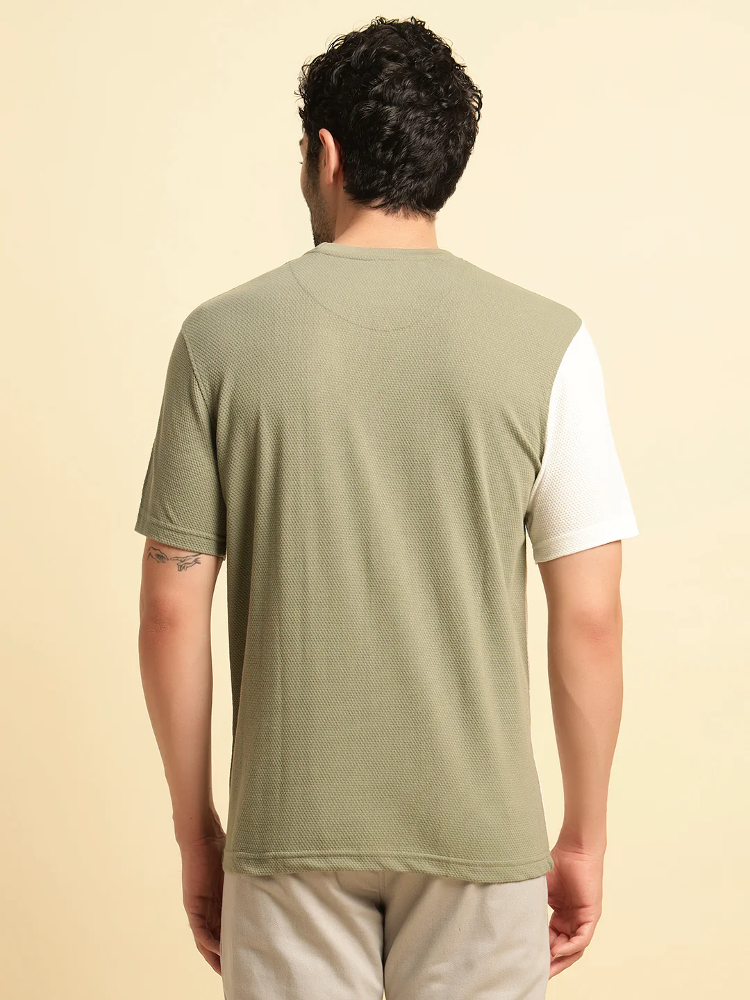 T-Shirt for Men | Breathable & Soft with Color Fastness Regular Fit Round Neck Poly Cotton Fabric Colour Block Pattern - Image 7