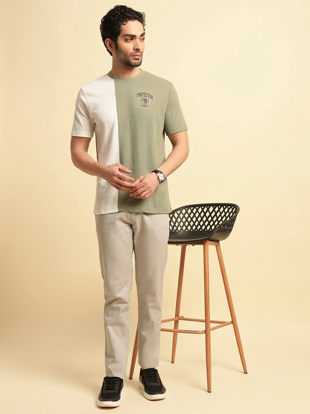 T-Shirt for Men | Breathable & Soft with Color Fastness Regular Fit Round Neck Poly Cotton Fabric Colour Block Pattern - Image 8
