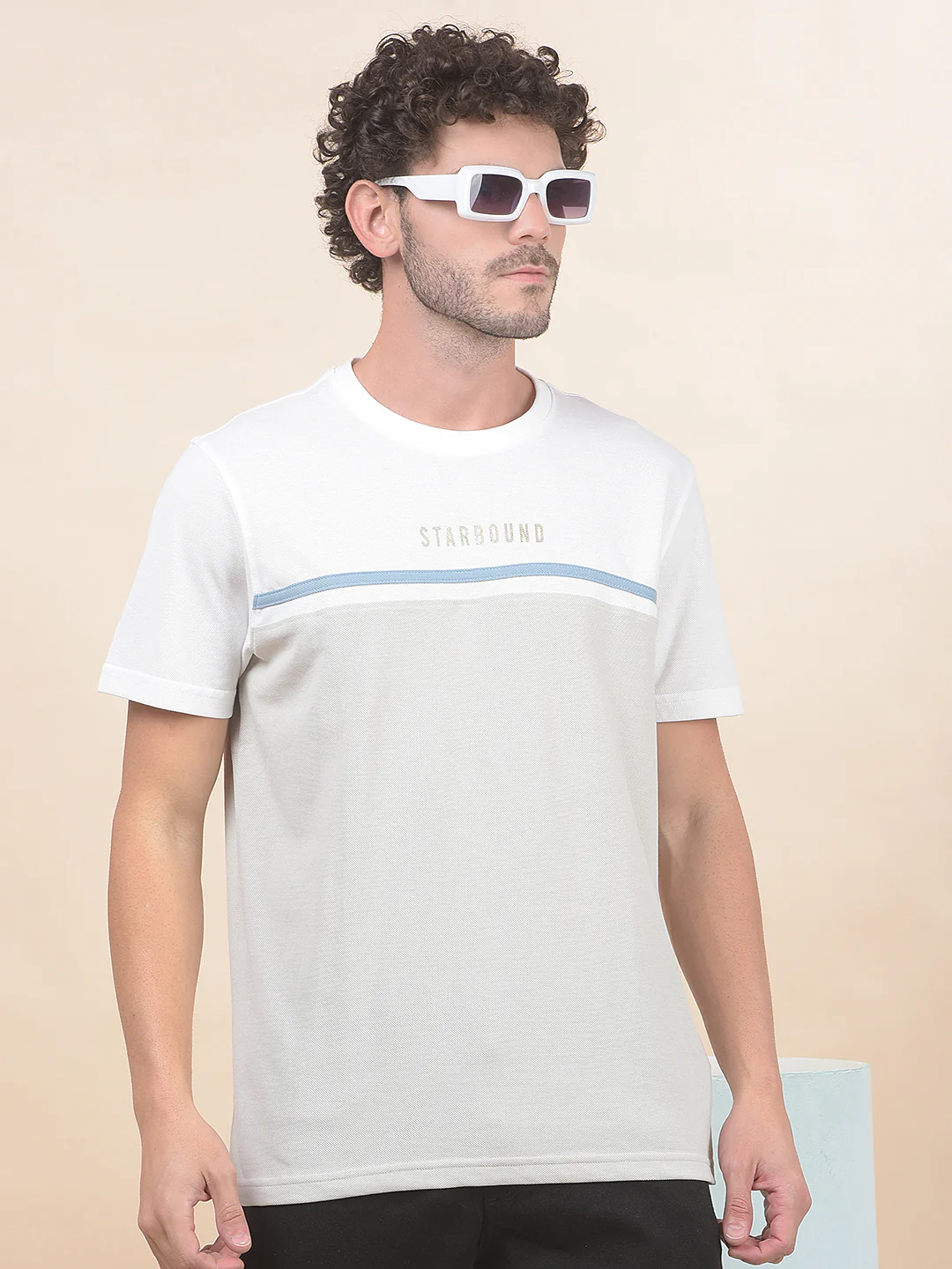 T-Shirt for Men | Breathable & Soft with Color Fastness Regular Fit Round Neck Poly Cotton Fabric Colourblocked Pattern - Image 3