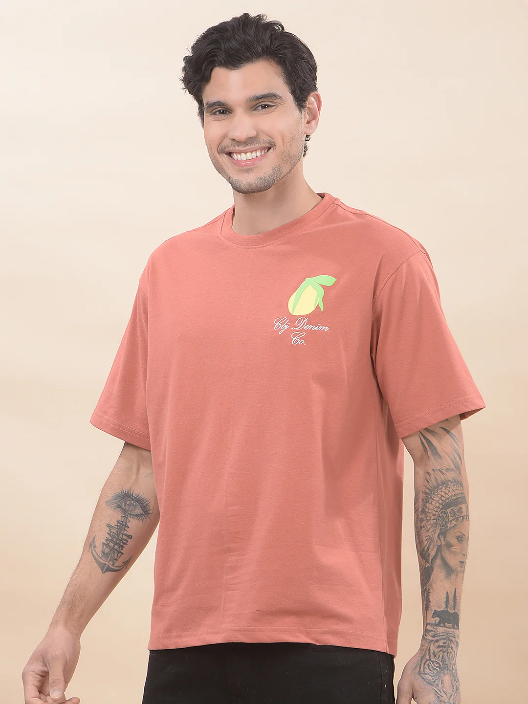 T-Shirt for Men | Breathable & Soft with Color Fastness Regular Fit Round Neck Poly Cotton Fabric Printed Pattern - Image 4