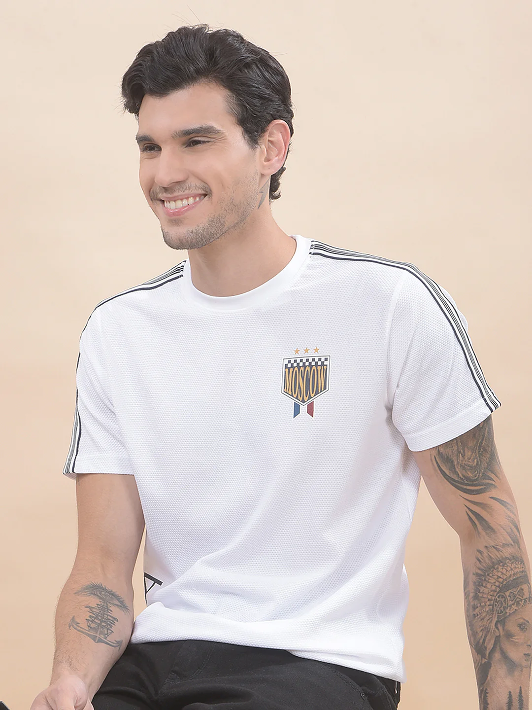 T-Shirt for Men | Breathable & Soft with Color Fastness Regular Fit Round Neck Poly Cotton Fabric Printed Pattern - Image 2