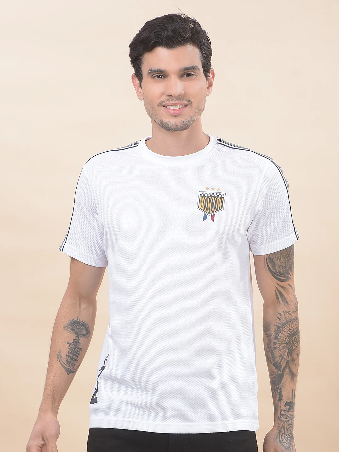 T-Shirt for Men | Breathable & Soft with Color Fastness Regular Fit Round Neck Poly Cotton Fabric Printed Pattern - Image 4