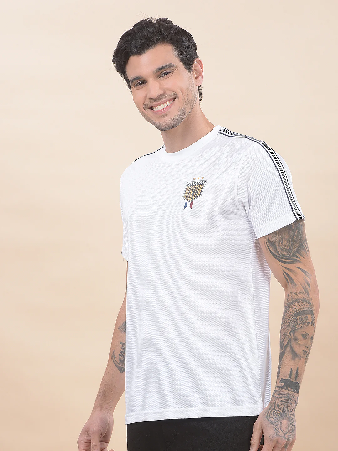 T-Shirt for Men | Breathable & Soft with Color Fastness Regular Fit Round Neck Poly Cotton Fabric Printed Pattern - Image 6