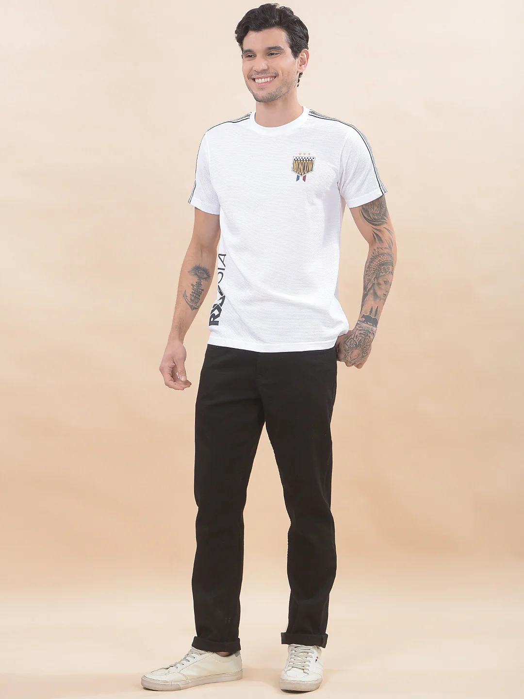 T-Shirt for Men | Breathable & Soft with Color Fastness Regular Fit Round Neck Poly Cotton Fabric Printed Pattern - Image 9