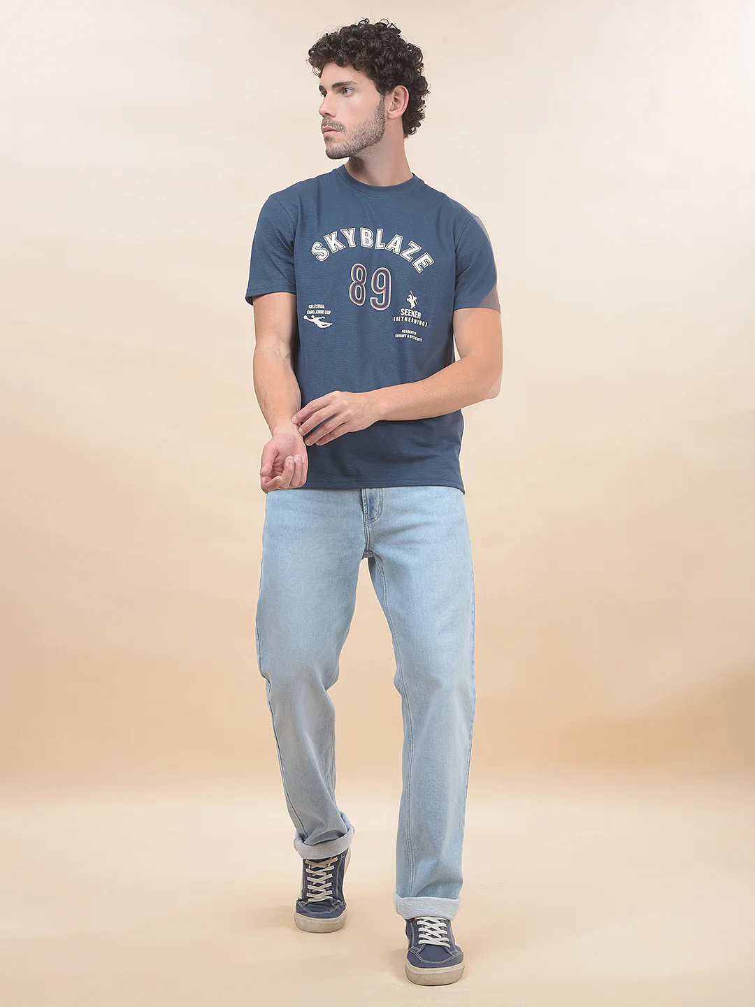 T-Shirt for Men | Breathable & Soft with Color Fastness Regular Fit Round Neck Poly Cotton Fabric Printed Pattern - Image 4