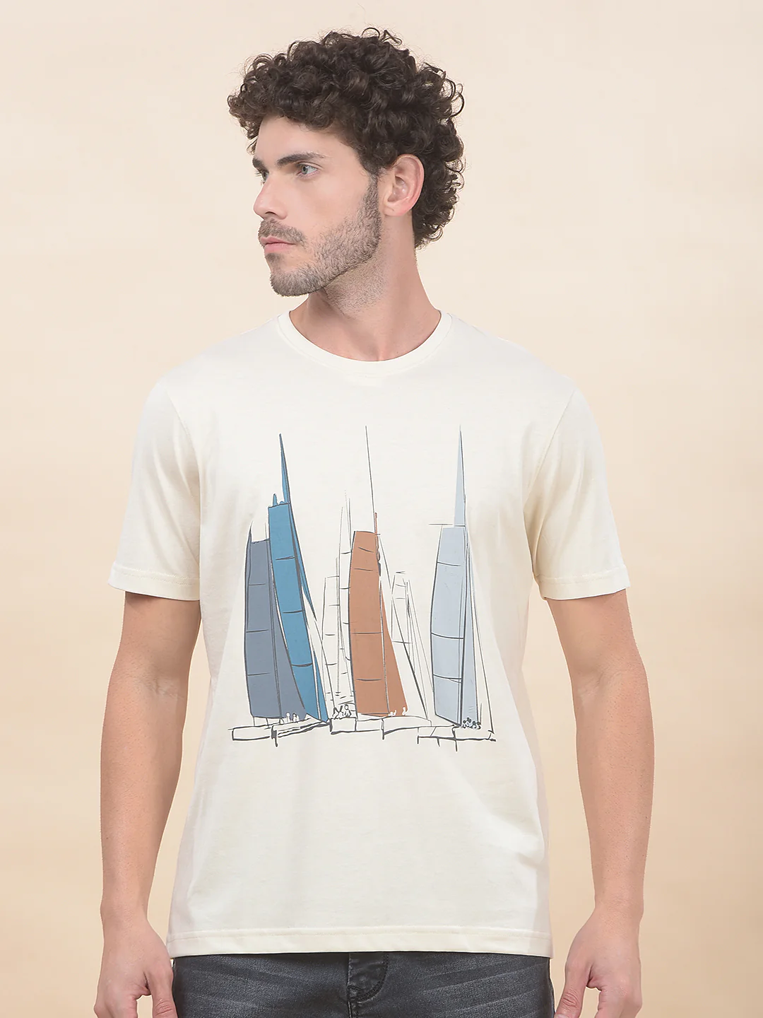 T-Shirt for Men | Breathable & Soft with Color Fastness Regular Fit Round Neck Poly Cotton Fabric Printed Pattern - Image 3