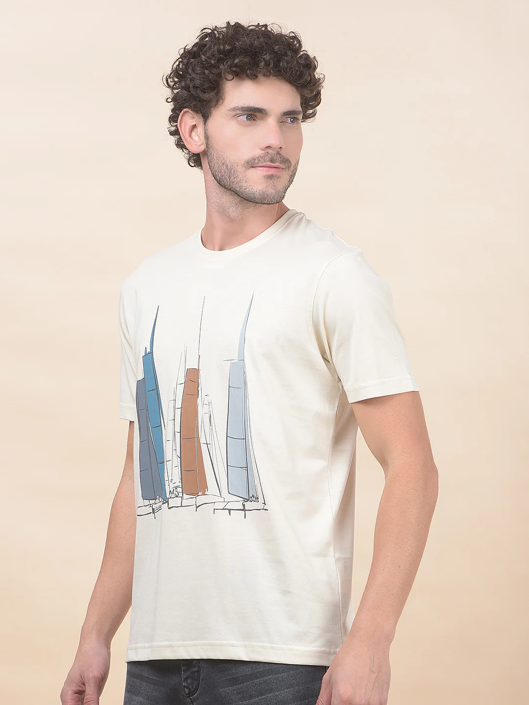T-Shirt for Men | Breathable & Soft with Color Fastness Regular Fit Round Neck Poly Cotton Fabric Printed Pattern - Image 4