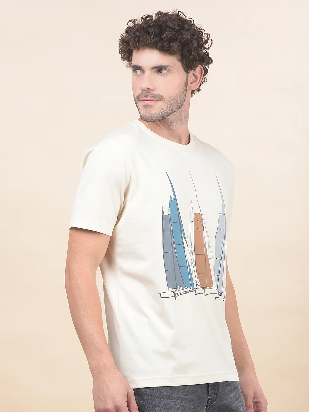 T-Shirt for Men | Breathable & Soft with Color Fastness Regular Fit Round Neck Poly Cotton Fabric Printed Pattern - Image 5