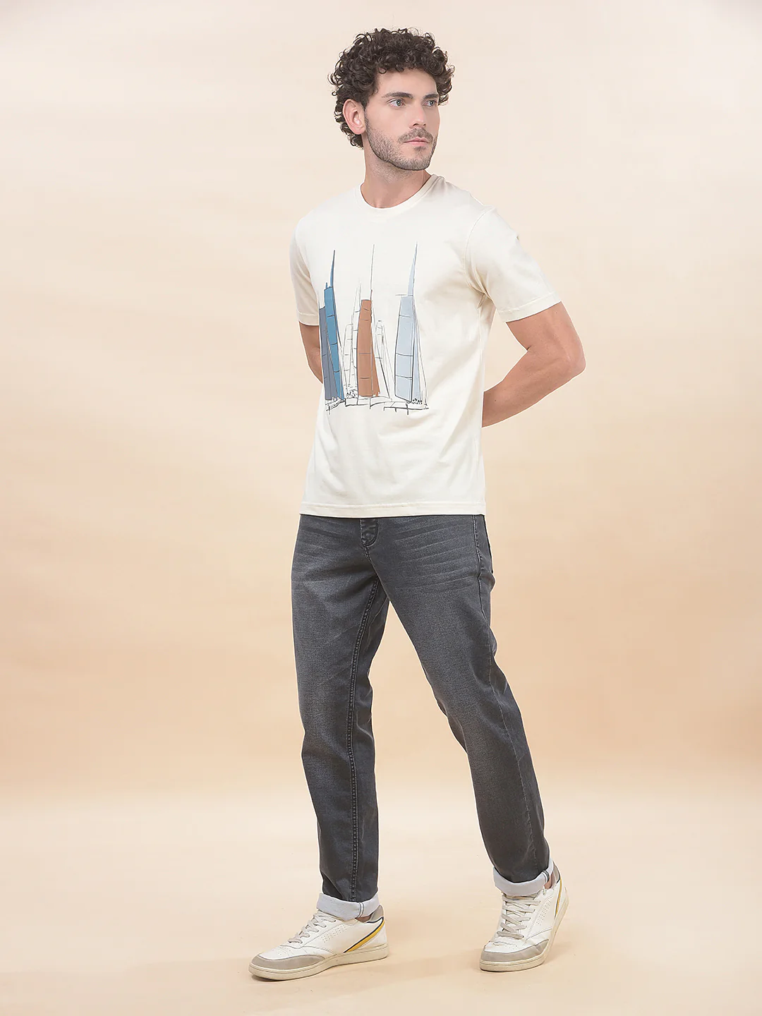 T-Shirt for Men | Breathable & Soft with Color Fastness Regular Fit Round Neck Poly Cotton Fabric Printed Pattern - Image 7