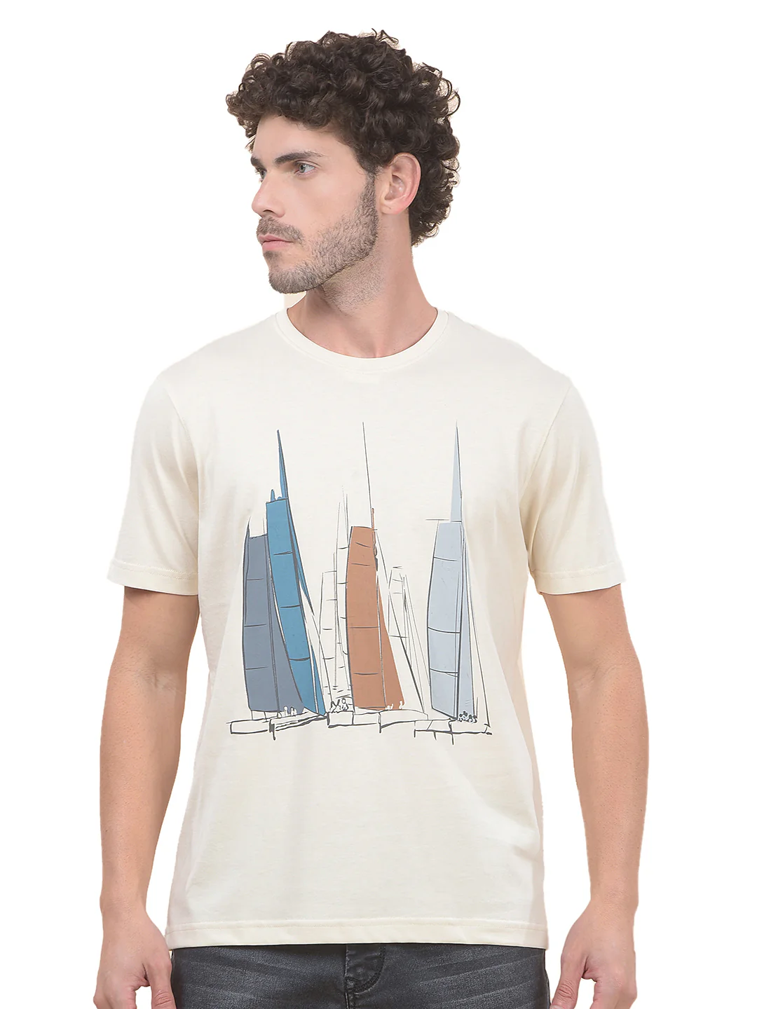 T-Shirt for Men | Breathable & Soft with Color Fastness Regular Fit Round Neck Poly Cotton Fabric Printed Pattern - Image 9
