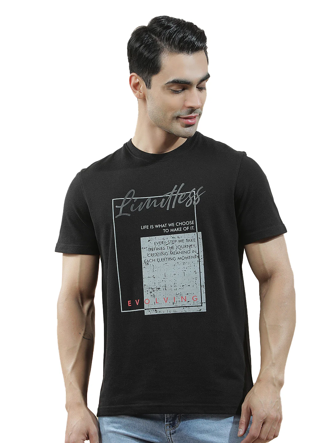 T-Shirt for Men | Breathable & Soft with Color Fastness Regular Fit Round Neck Poly Cotton Fabric Printed Pattern - Image 10