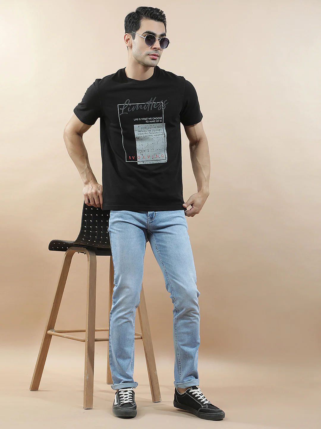 T-Shirt for Men | Breathable & Soft with Color Fastness Regular Fit Round Neck Poly Cotton Fabric Printed Pattern - Image 2