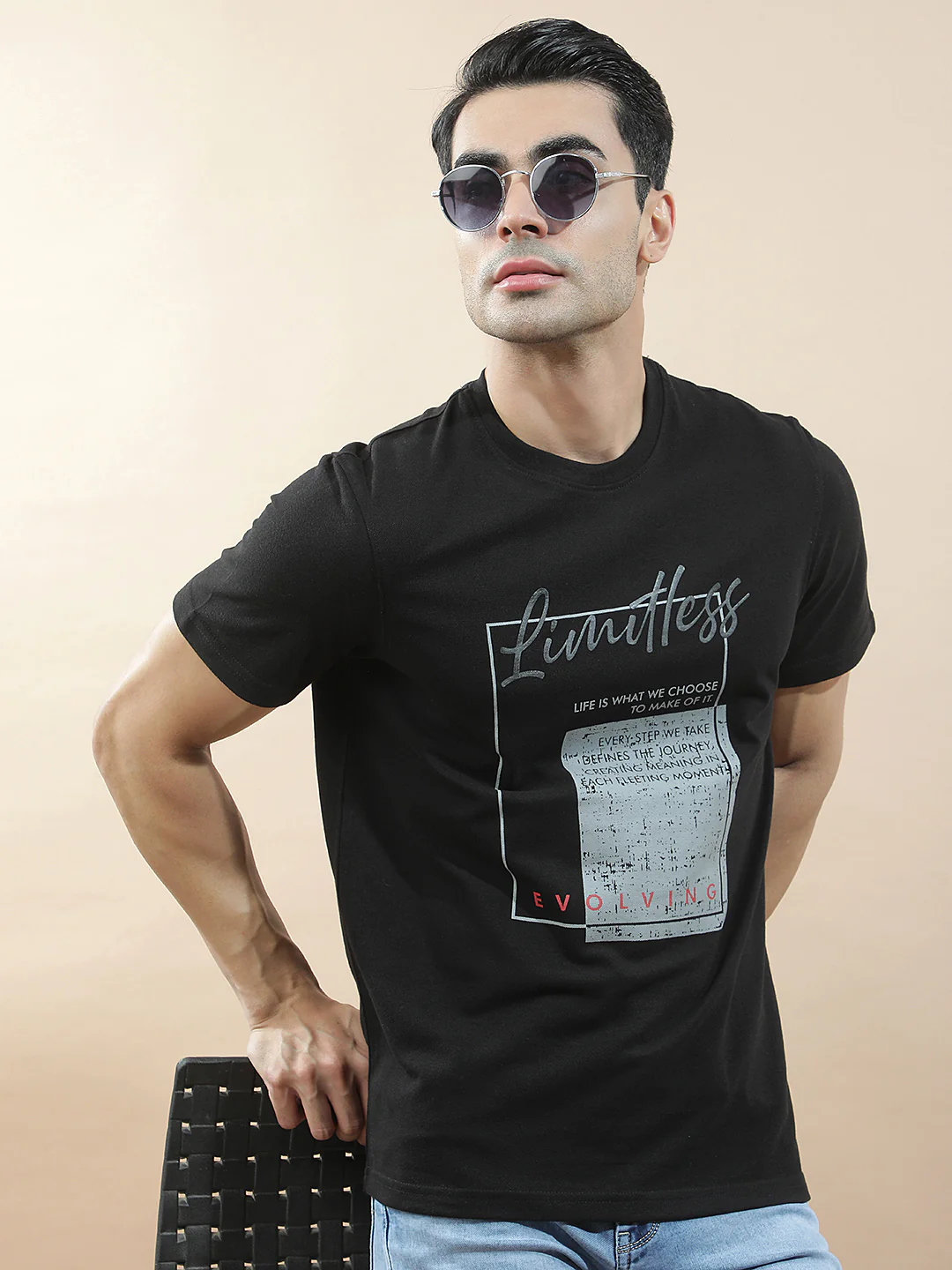 T-Shirt for Men | Breathable & Soft with Color Fastness Regular Fit Round Neck Poly Cotton Fabric Printed Pattern - Image 3