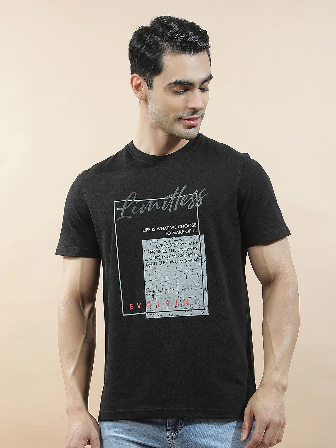 T-Shirt for Men | Breathable & Soft with Color Fastness Regular Fit Round Neck Poly Cotton Fabric Printed Pattern - Image 5