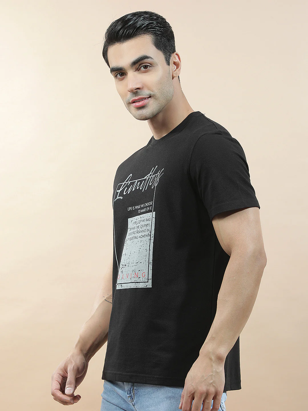 T-Shirt for Men | Breathable & Soft with Color Fastness Regular Fit Round Neck Poly Cotton Fabric Printed Pattern - Image 6