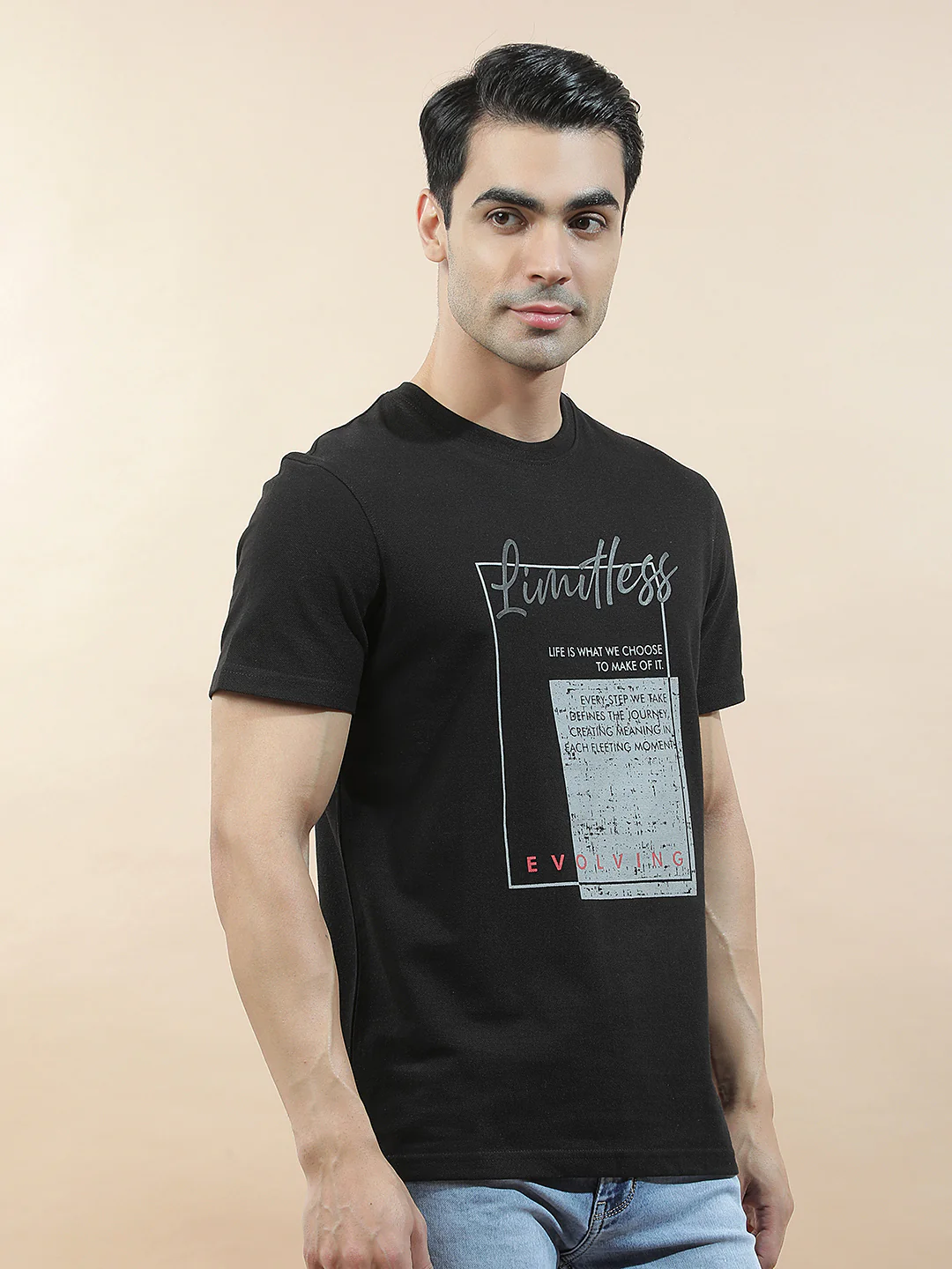 T-Shirt for Men | Breathable & Soft with Color Fastness Regular Fit Round Neck Poly Cotton Fabric Printed Pattern - Image 7