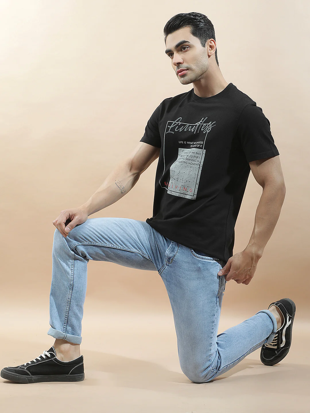 T-Shirt for Men | Breathable & Soft with Color Fastness Regular Fit Round Neck Poly Cotton Fabric Printed Pattern - Image 9