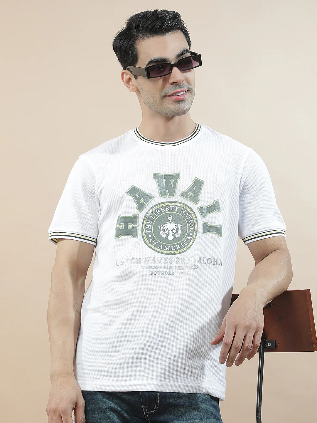 T-Shirt for Men | Breathable & Soft with Color Fastness Regular Fit Round Neck Poly Cotton Fabric Printed Pattern - Image 2