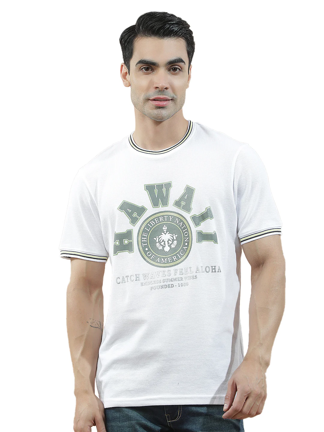 T-Shirt for Men | Breathable & Soft with Color Fastness Regular Fit Round Neck Poly Cotton Fabric Printed Pattern - Image 5