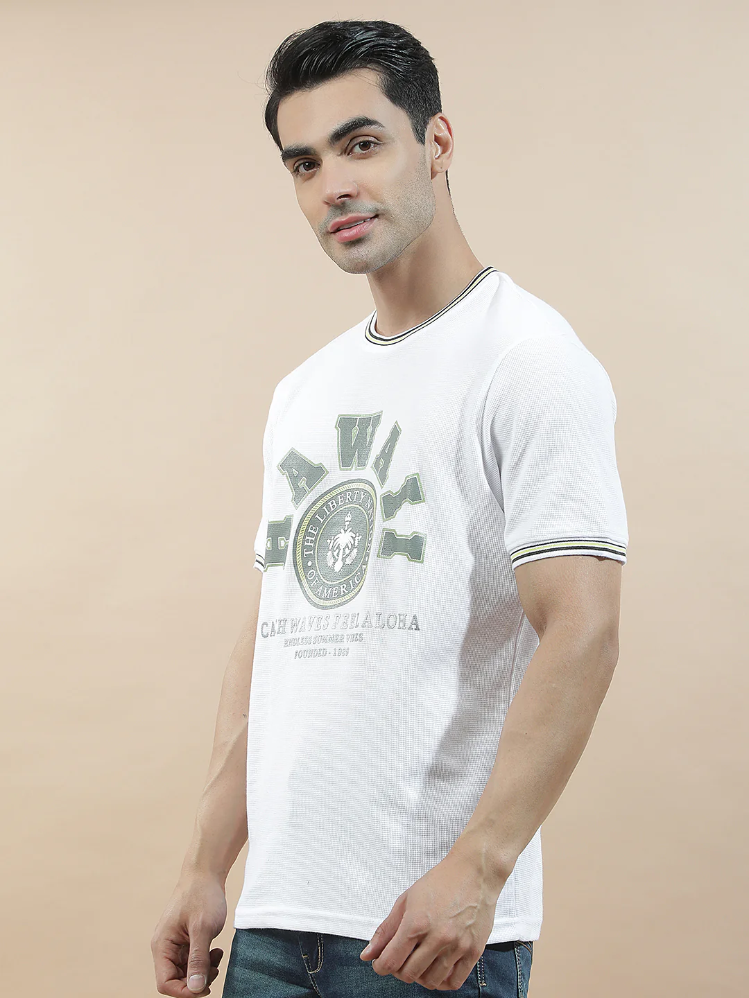 T-Shirt for Men | Breathable & Soft with Color Fastness Regular Fit Round Neck Poly Cotton Fabric Printed Pattern - Image 6