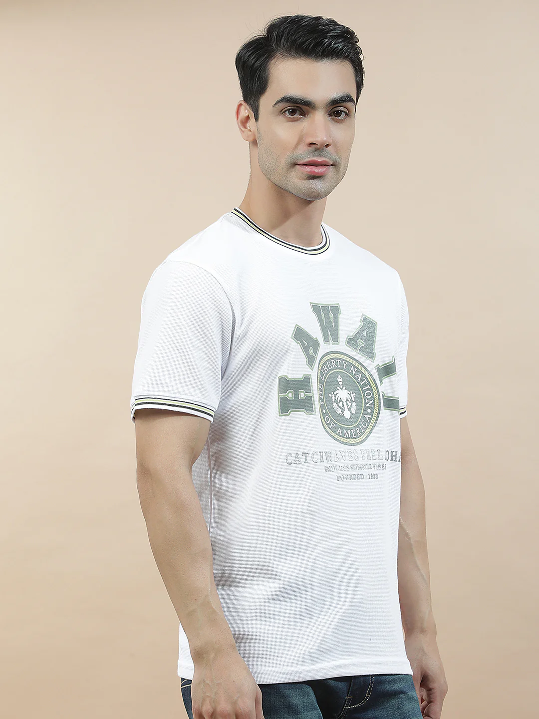 T-Shirt for Men | Breathable & Soft with Color Fastness Regular Fit Round Neck Poly Cotton Fabric Printed Pattern - Image 7