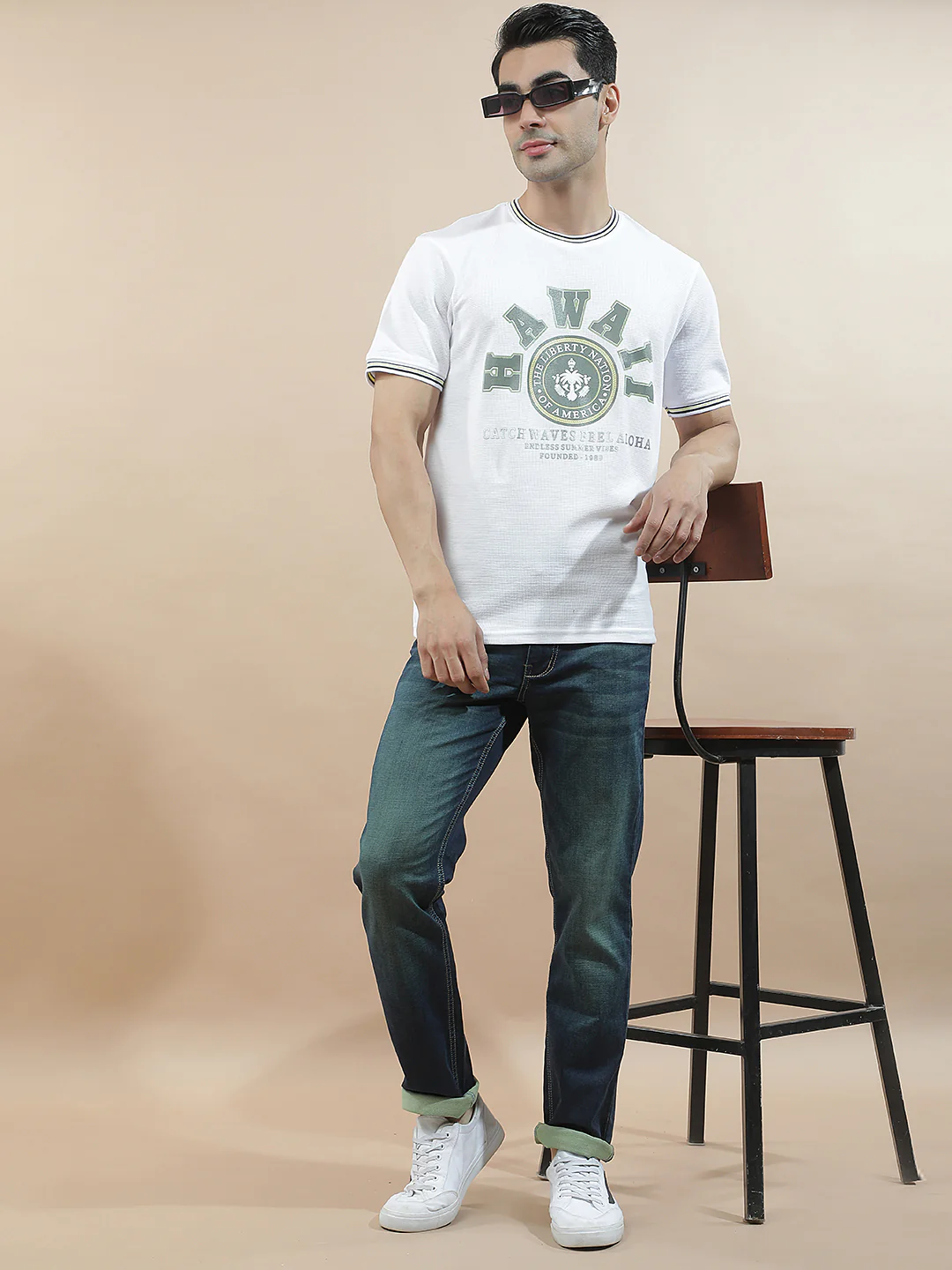 T-Shirt for Men | Breathable & Soft with Color Fastness Regular Fit Round Neck Poly Cotton Fabric Printed Pattern - Image 9