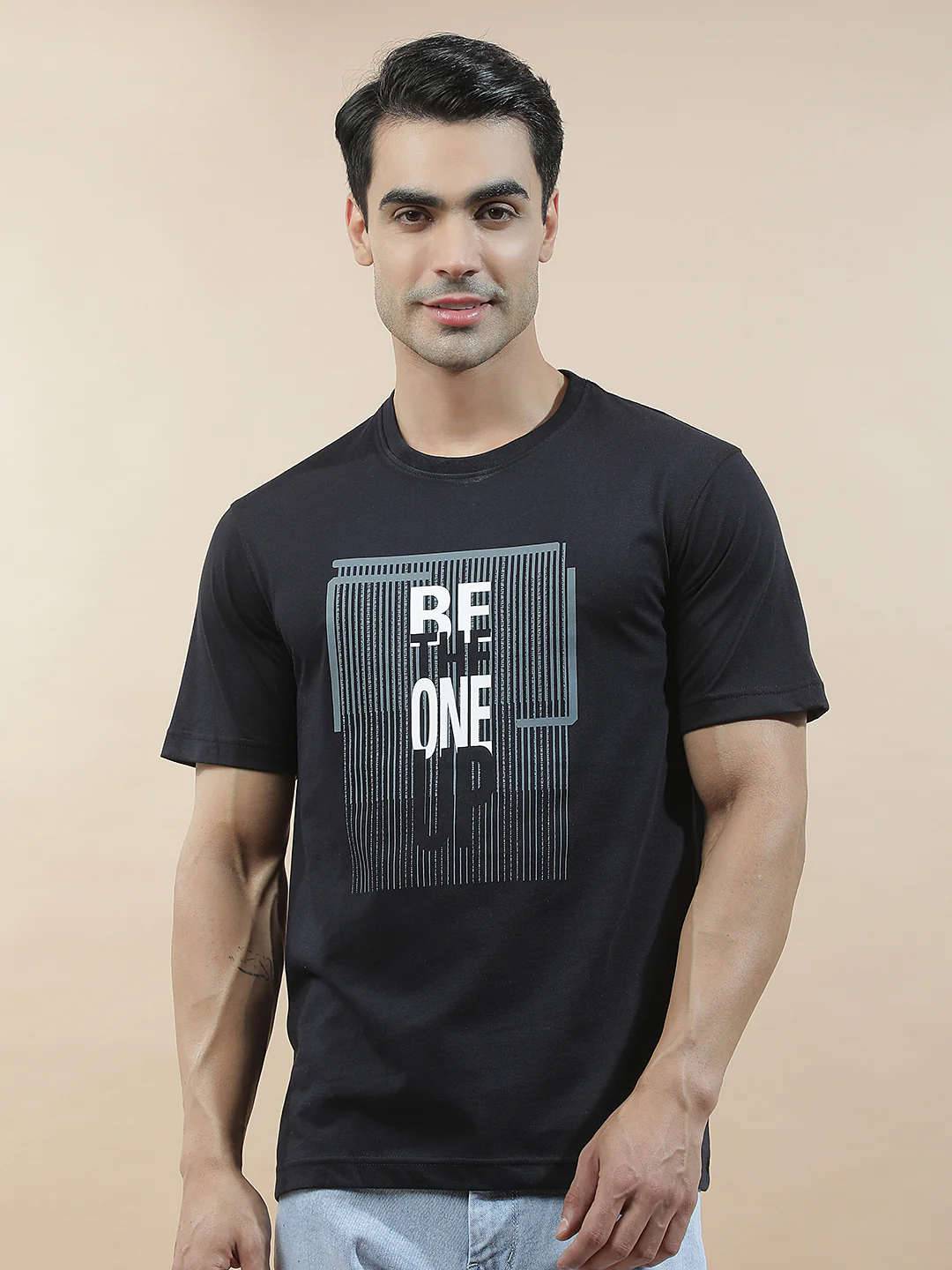 T-Shirt for Men | Breathable & Soft with Color Fastness Regular Fit Round Neck Poly Cotton Fabric Printed Pattern - Image 3