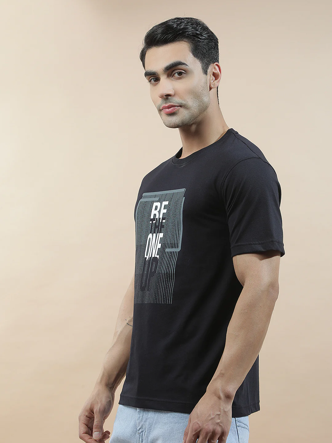 T-Shirt for Men | Breathable & Soft with Color Fastness Regular Fit Round Neck Poly Cotton Fabric Printed Pattern - Image 4