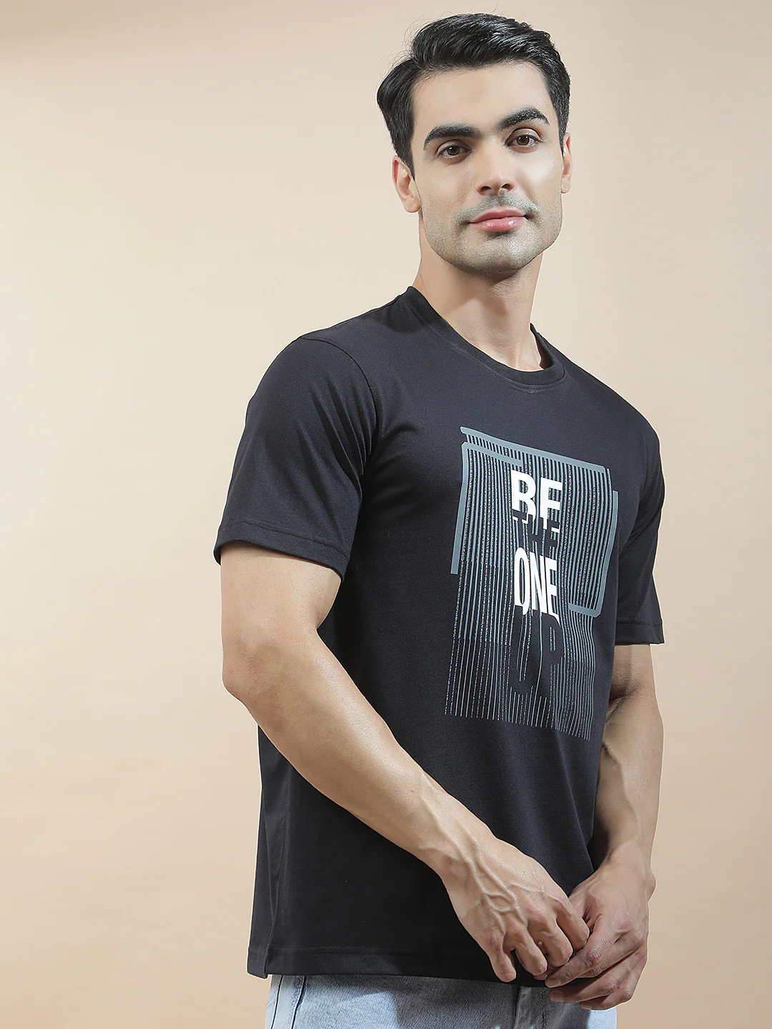 T-Shirt for Men | Breathable & Soft with Color Fastness Regular Fit Round Neck Poly Cotton Fabric Printed Pattern - Image 5
