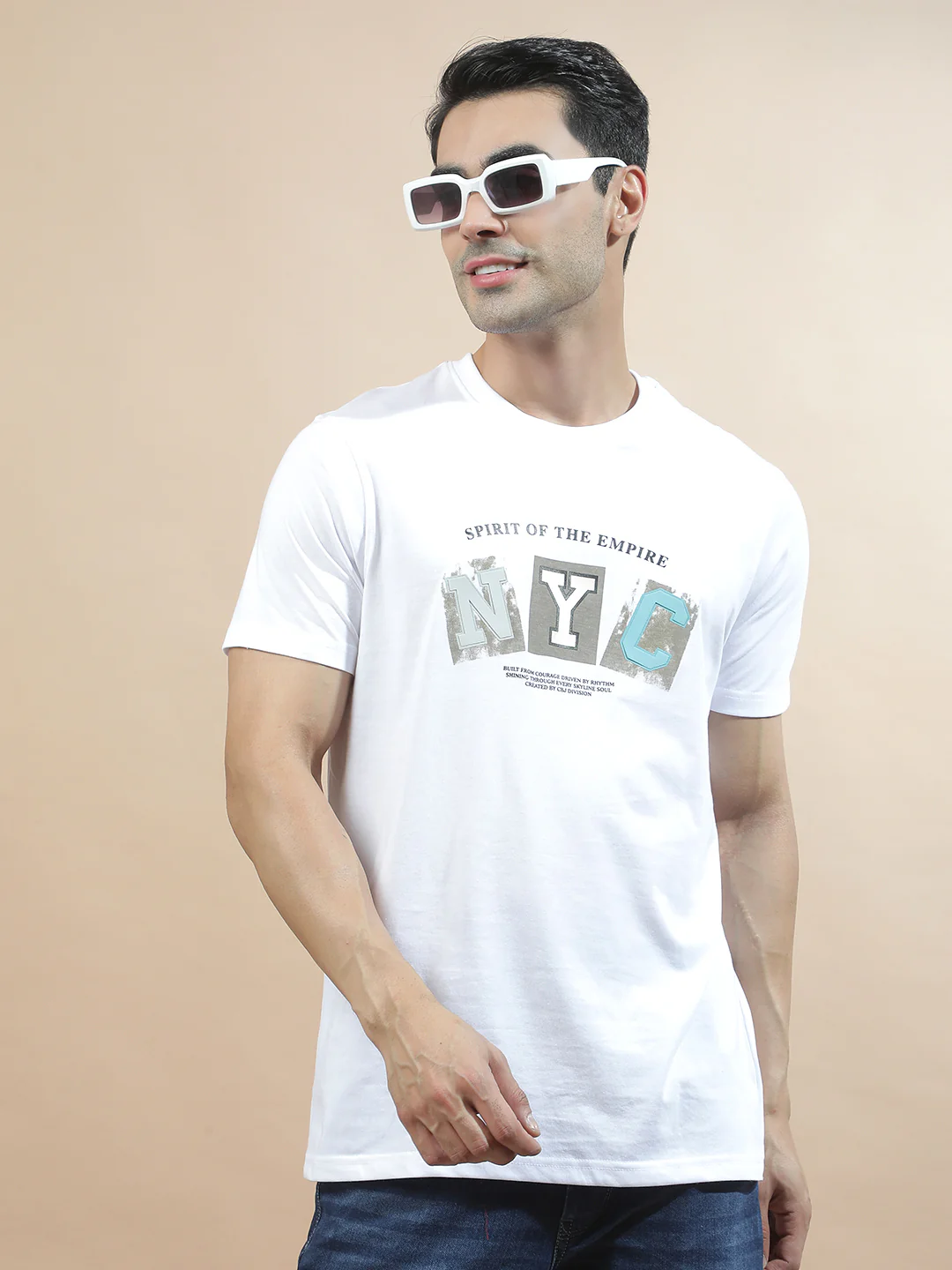 T-Shirt for Men | Breathable & Soft with Color Fastness Regular Fit Round Neck Poly Cotton Fabric Printed Pattern - Image 2