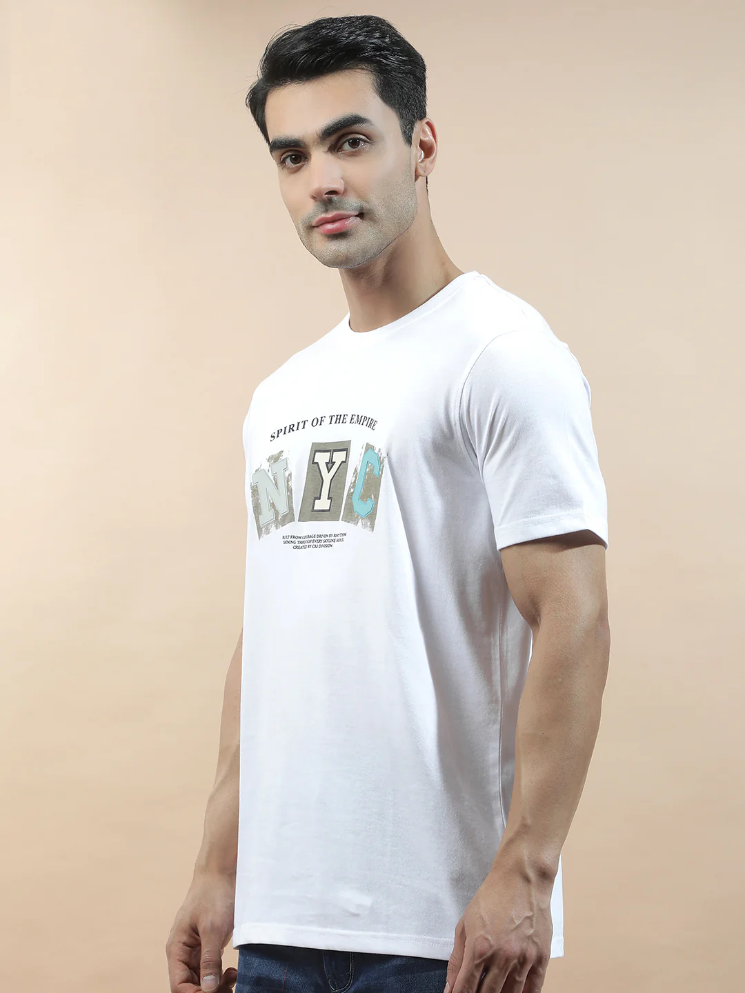 T-Shirt for Men | Breathable & Soft with Color Fastness Regular Fit Round Neck Poly Cotton Fabric Printed Pattern - Image 7