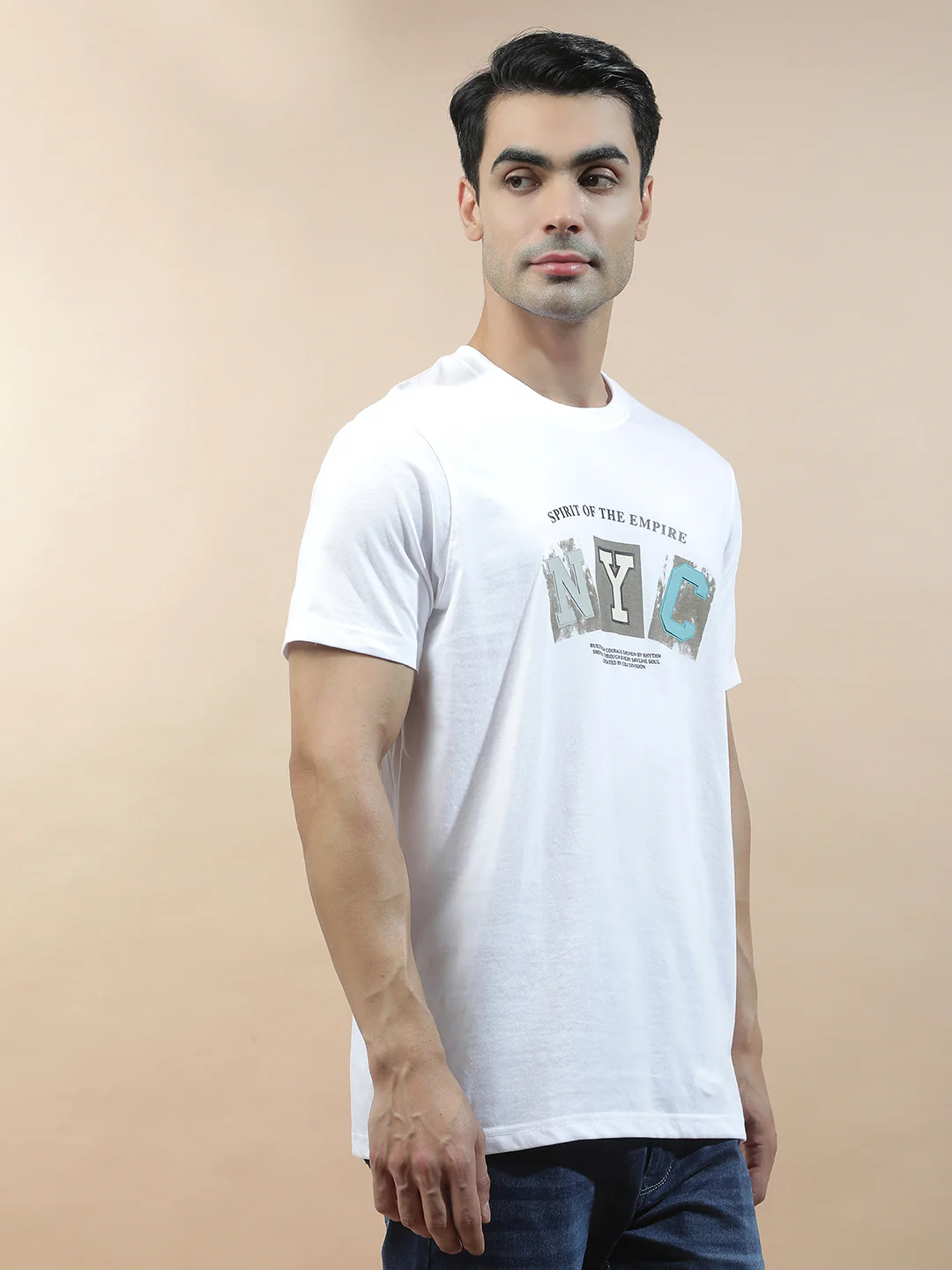 T-Shirt for Men | Breathable & Soft with Color Fastness Regular Fit Round Neck Poly Cotton Fabric Printed Pattern - Image 9