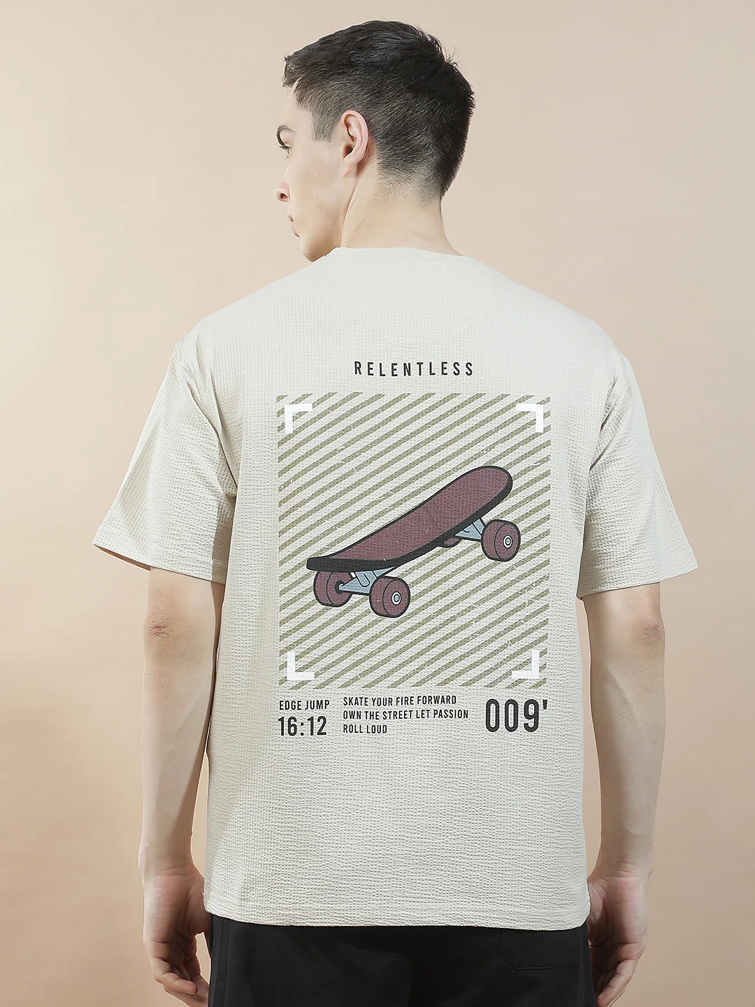 T-Shirt for Men | Breathable & Soft with Color Fastness Regular Fit Round Neck Poly Cotton Fabric Self Design Pattern - Image 2