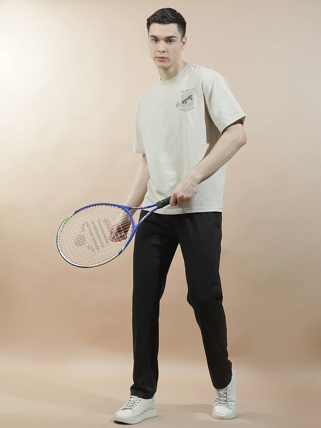T-Shirt for Men | Breathable & Soft with Color Fastness Regular Fit Round Neck Poly Cotton Fabric Self Design Pattern - Image 7