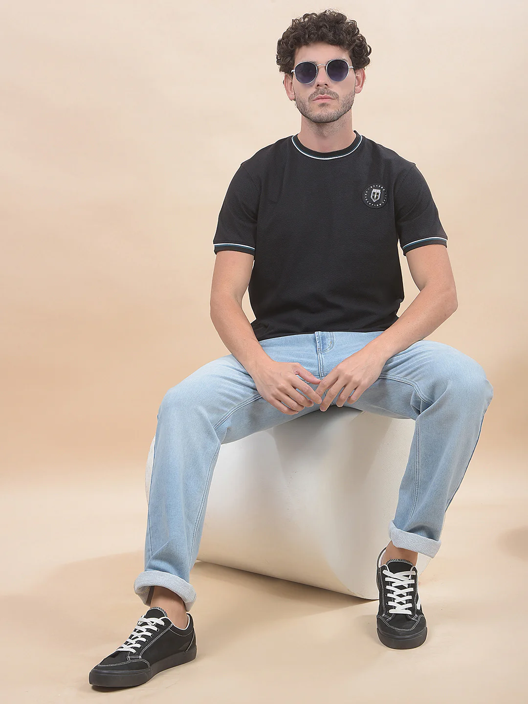 T-Shirt for Men | Breathable & Soft with Color Fastness Regular Fit Round Neck Poly Cotton Fabric Solid Pattern - Image 3