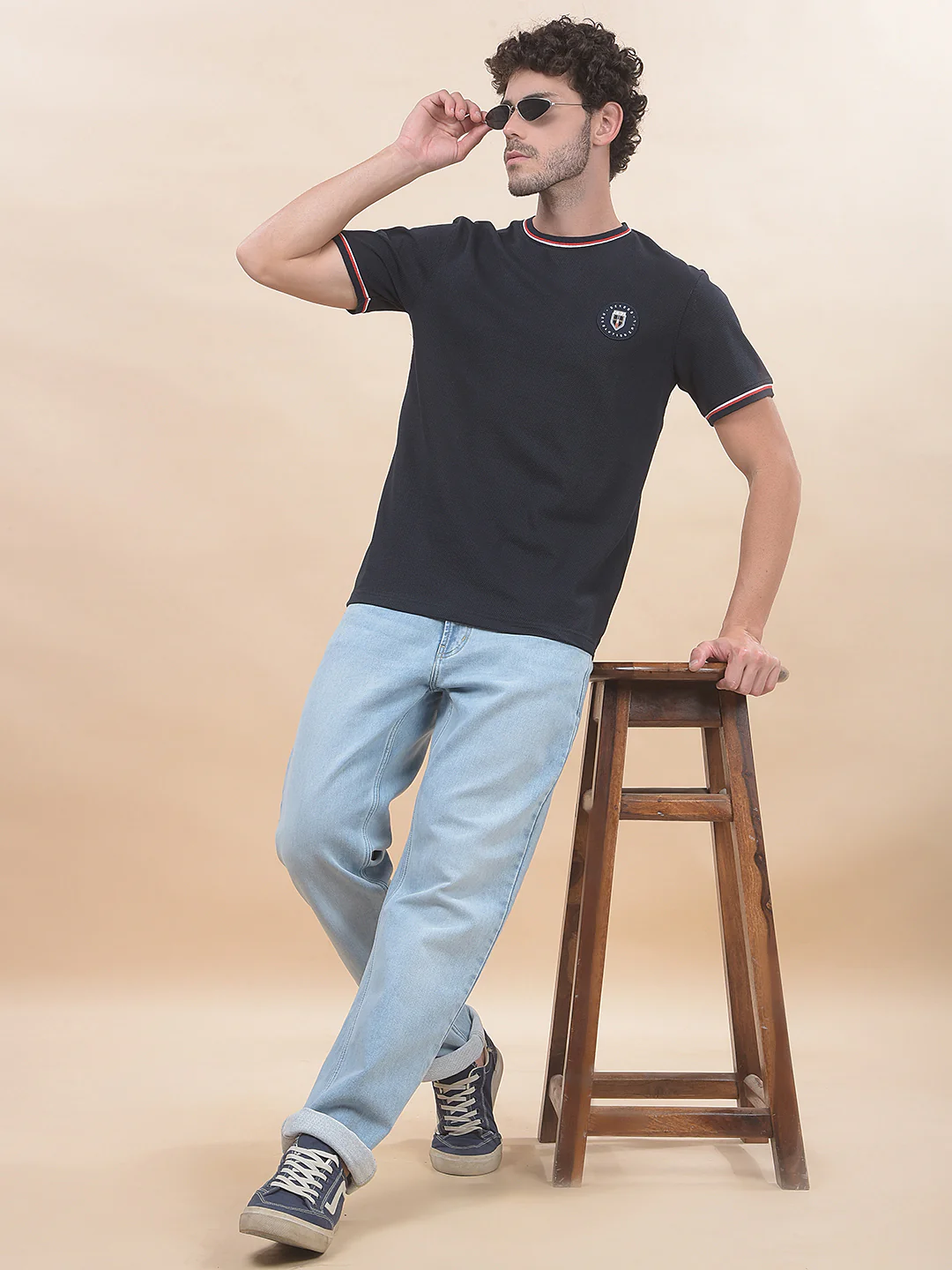 T-Shirt for Men | Breathable & Soft with Color Fastness Regular Fit Round Neck Poly Cotton Fabric Solid Pattern - Image 3