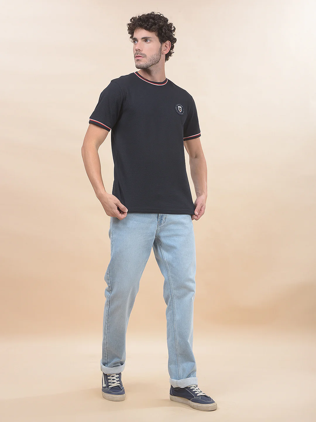 T-Shirt for Men | Breathable & Soft with Color Fastness Regular Fit Round Neck Poly Cotton Fabric Solid Pattern - Image 4