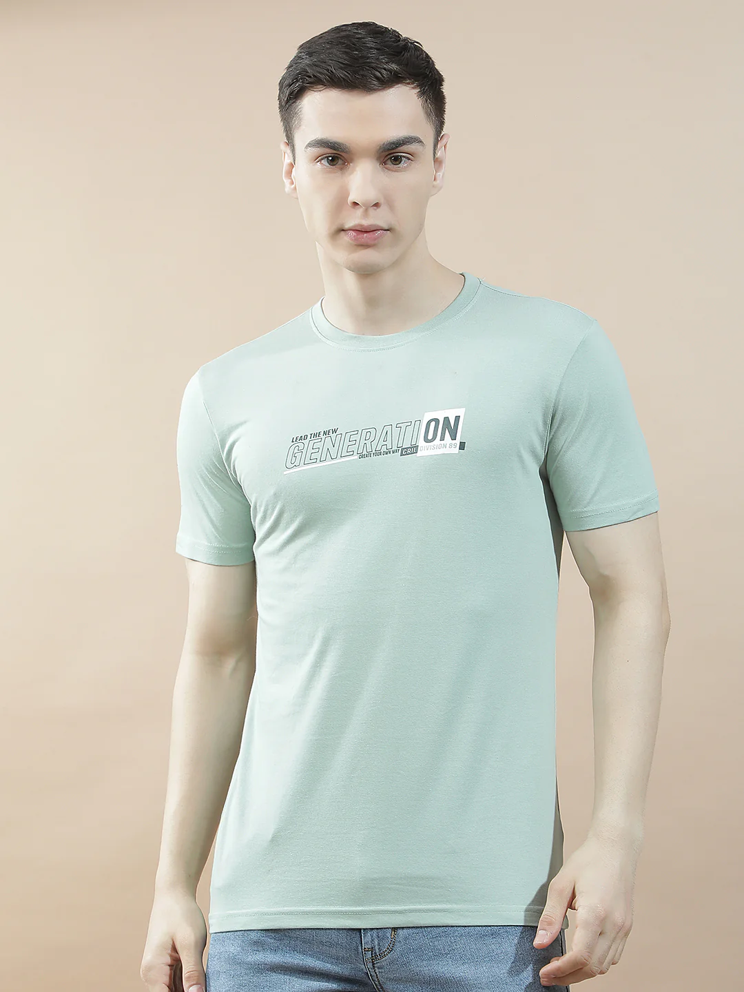 T-Shirt for Men | Breathable & Soft with Color Fastness Regular Fit Round Neck Poly Cotton Fabric Solid Pattern - Image 3