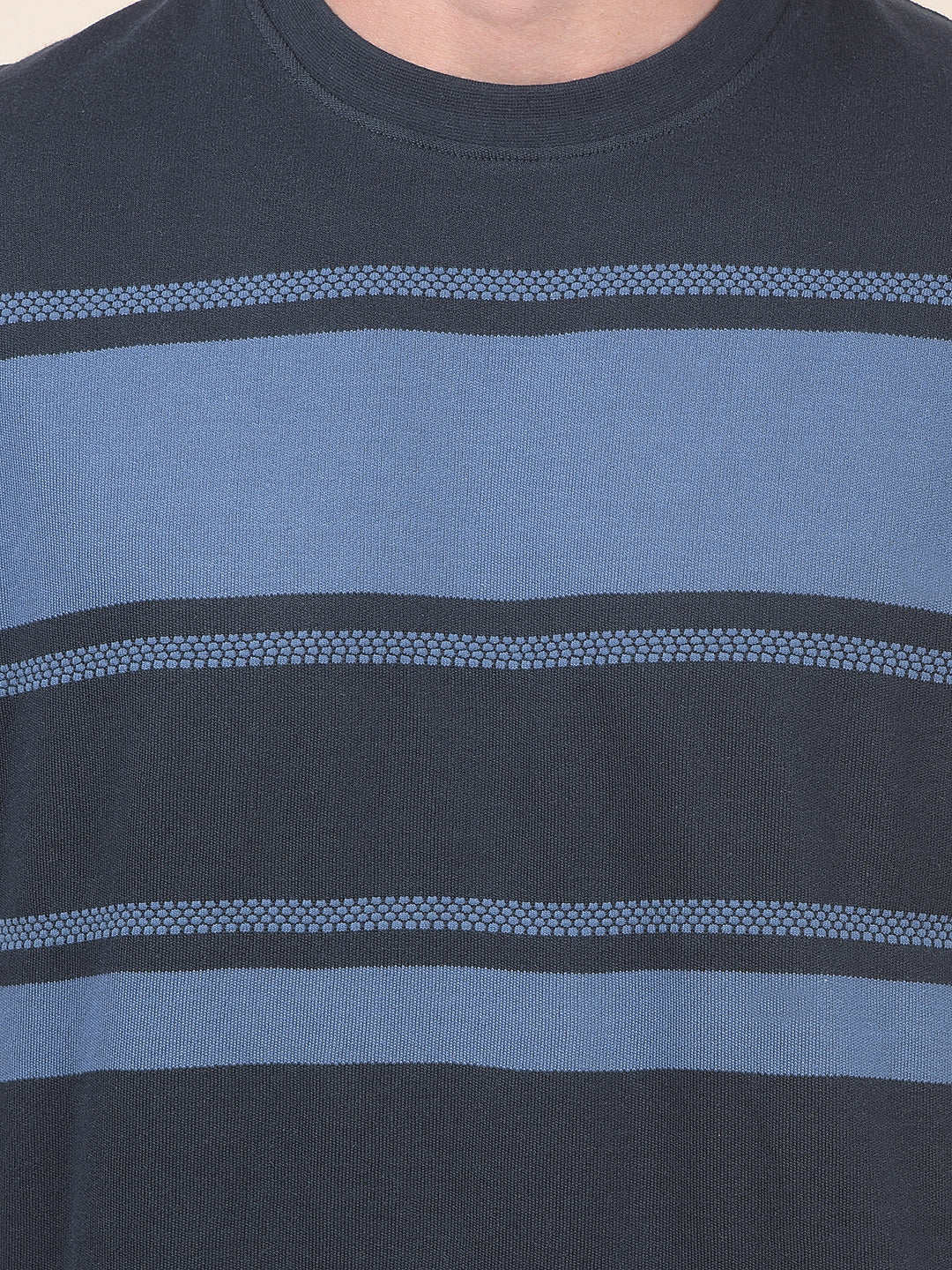 T-Shirt for Men | Breathable & Soft with Color Fastness Regular Fit Round Neck Poly Cotton Fabric Striped Pattern - Image 7