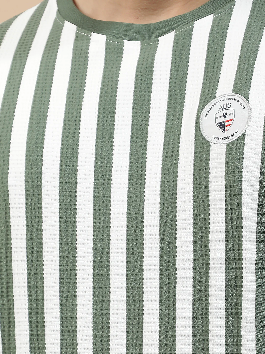 T-Shirt for Men | Breathable & Soft with Color Fastness Regular Fit Round Neck Poly Cotton Fabric Striped Pattern - Image 7
