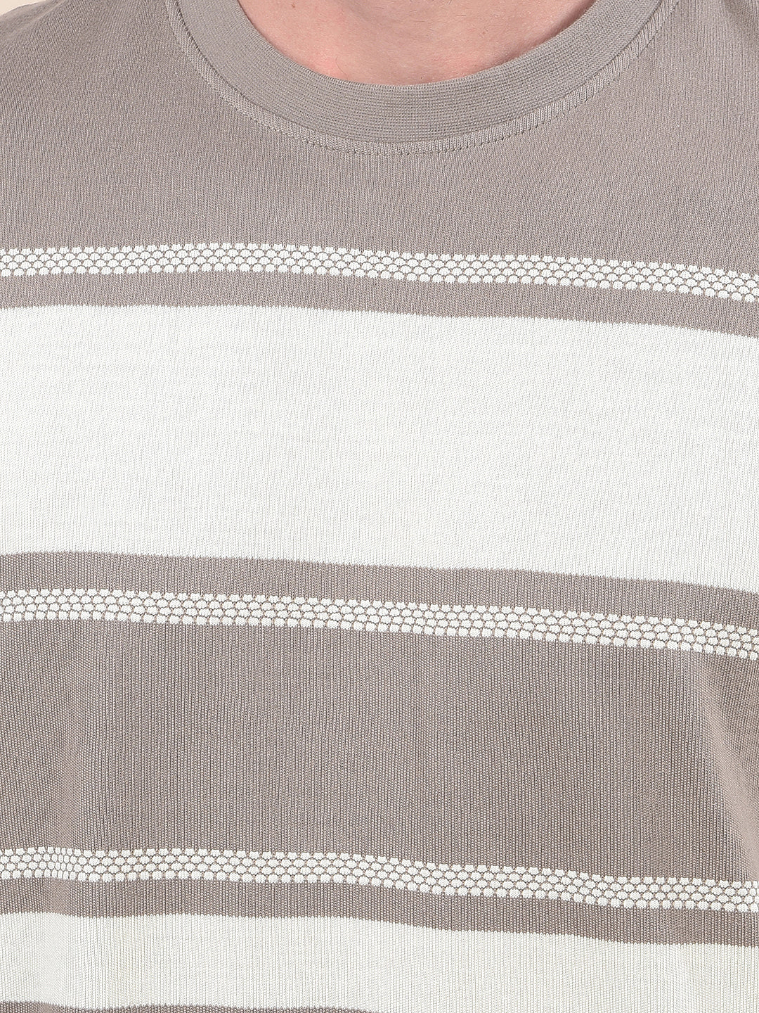 T-Shirt for Men | Breathable & Soft with Color Fastness Regular Fit Round Neck Poly Cotton Fabric Striped Pattern - Image 3