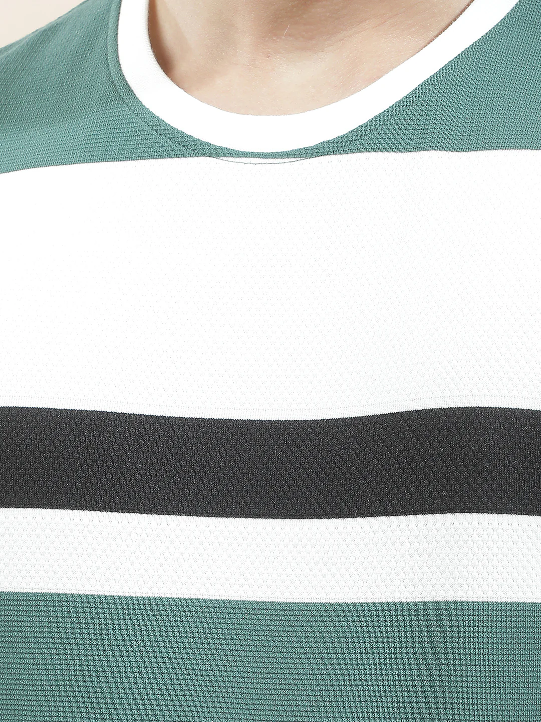 T-Shirt for Men | Breathable & Soft with Color Fastness Regular Fit Round Neck Poly Cotton Fabric Striped Pattern - Image 9