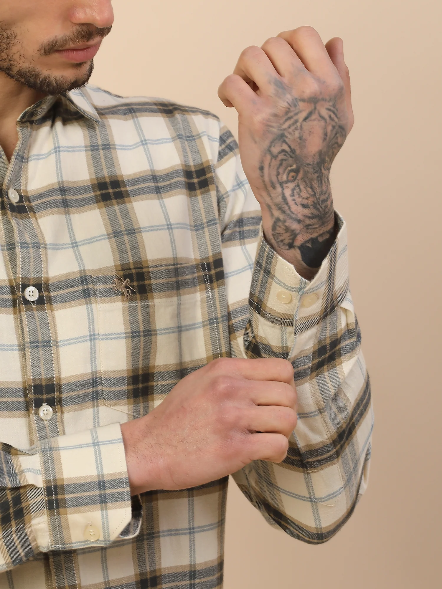 T-Shirt for Men | Breathable & Soft with Color Fastness Regular Fit Spread Collar Pure Cotton Fabric Checkered Pattern - Image 8
