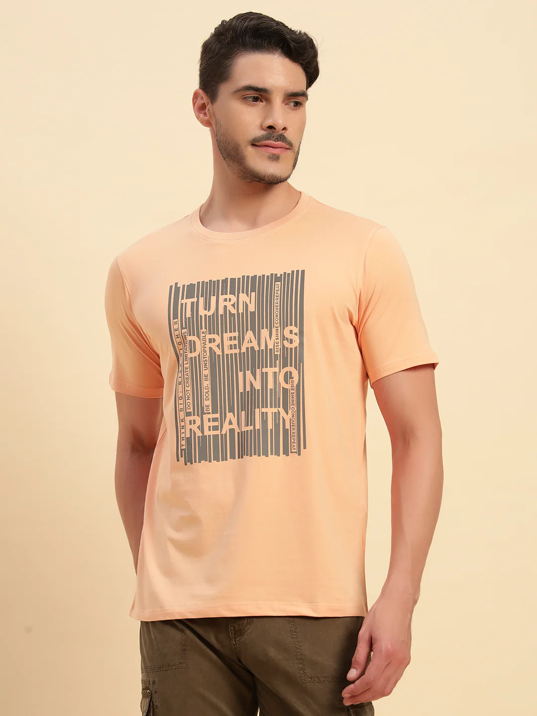 T-Shirt for Men | Breathable & Soft with Color Fastness Regular Fit Round Neck Cotton Blend Fabric Printed Pattern - Image 2