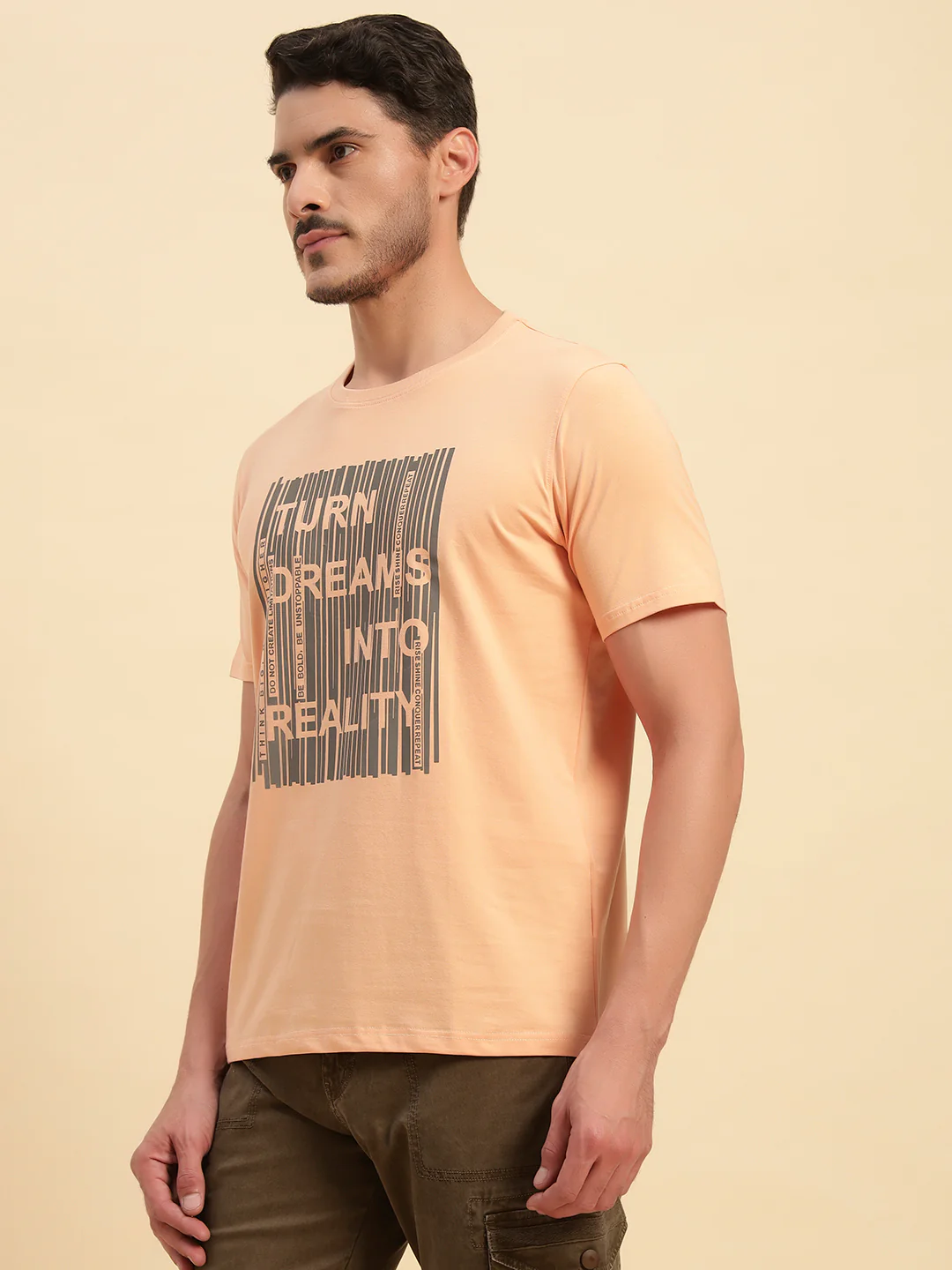 T-Shirt for Men | Breathable & Soft with Color Fastness Regular Fit Round Neck Cotton Blend Fabric Printed Pattern - Image 3