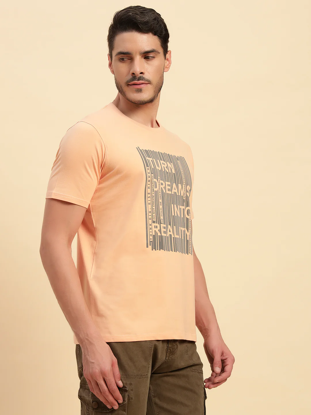 T-Shirt for Men | Breathable & Soft with Color Fastness Regular Fit Round Neck Cotton Blend Fabric Printed Pattern - Image 5