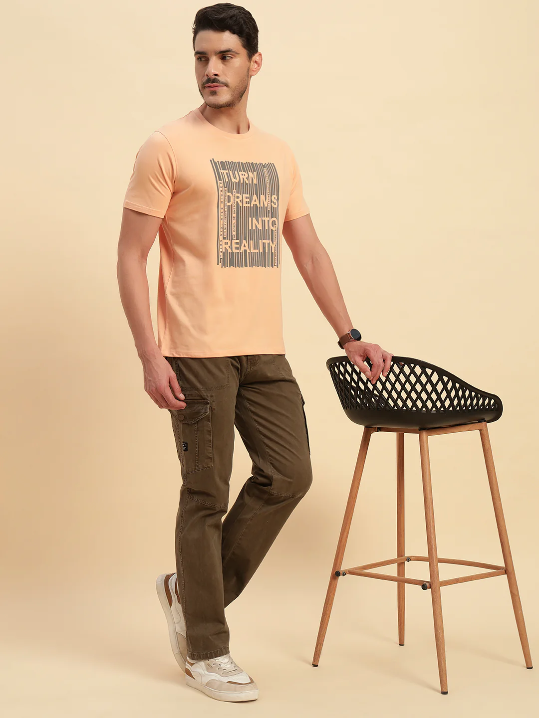 T-Shirt for Men | Breathable & Soft with Color Fastness Regular Fit Round Neck Cotton Blend Fabric Printed Pattern - Image 8