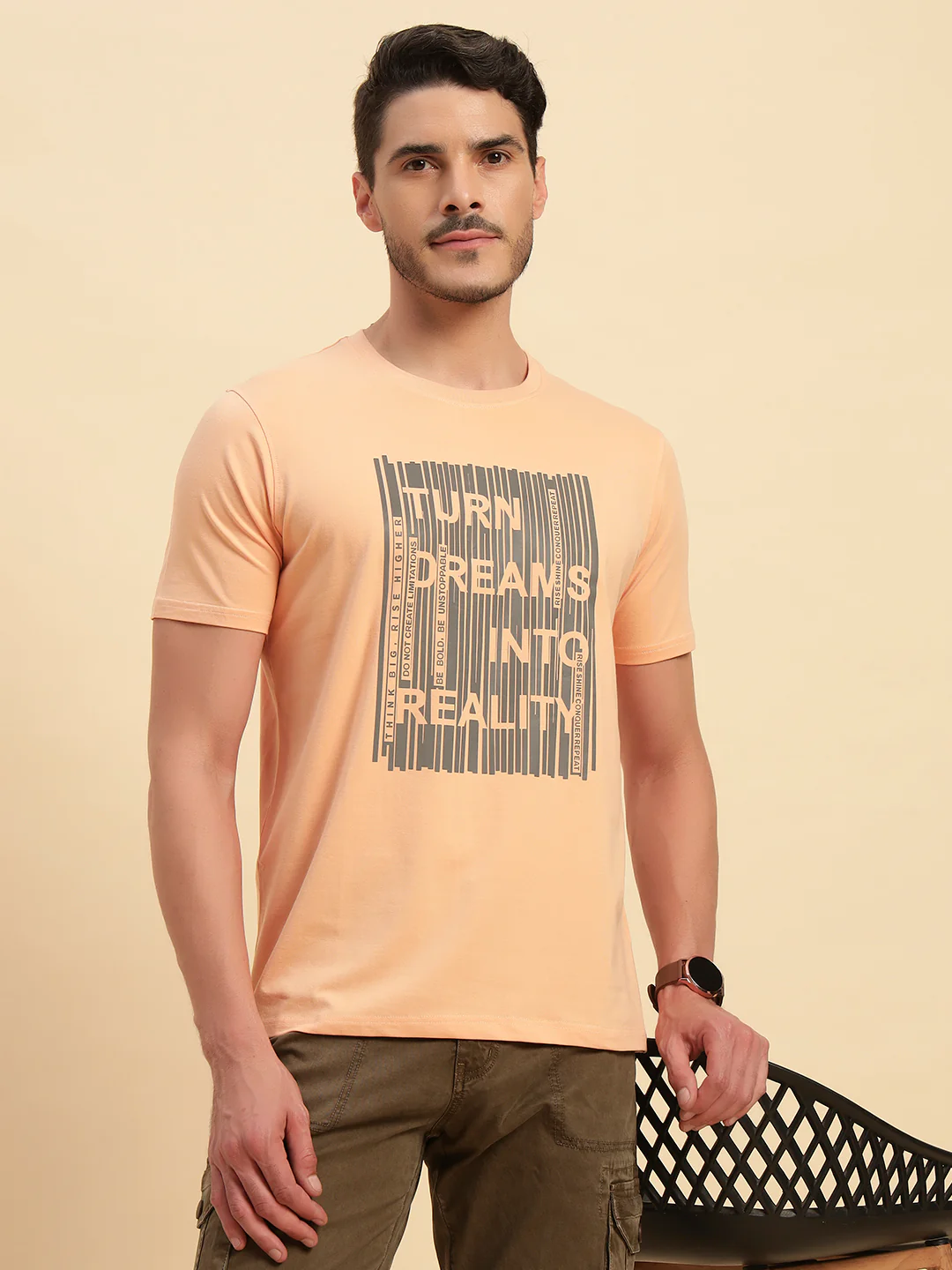 T-Shirt for Men | Breathable & Soft with Color Fastness Regular Fit Round Neck Cotton Blend Fabric Printed Pattern - Image 9