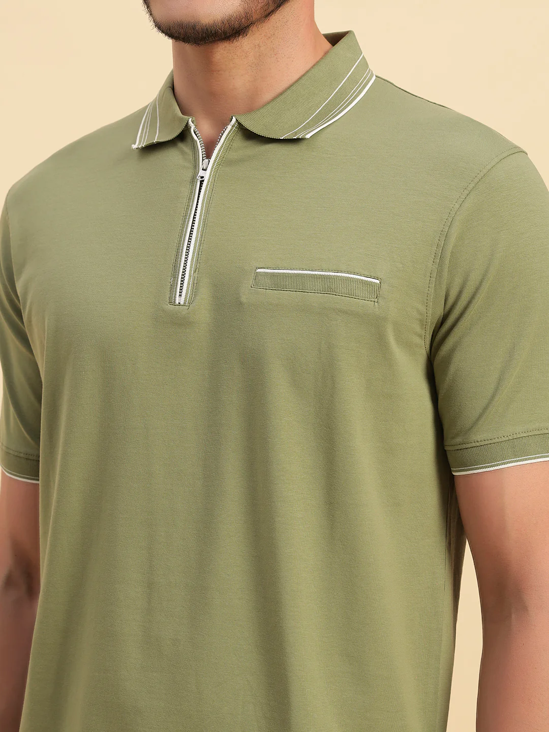 T-Shirt for Men | Breathable & Soft with Color Fastness Regular Fit Polo Neck Cotton Blend Fabric Solid Pattern - Image 5